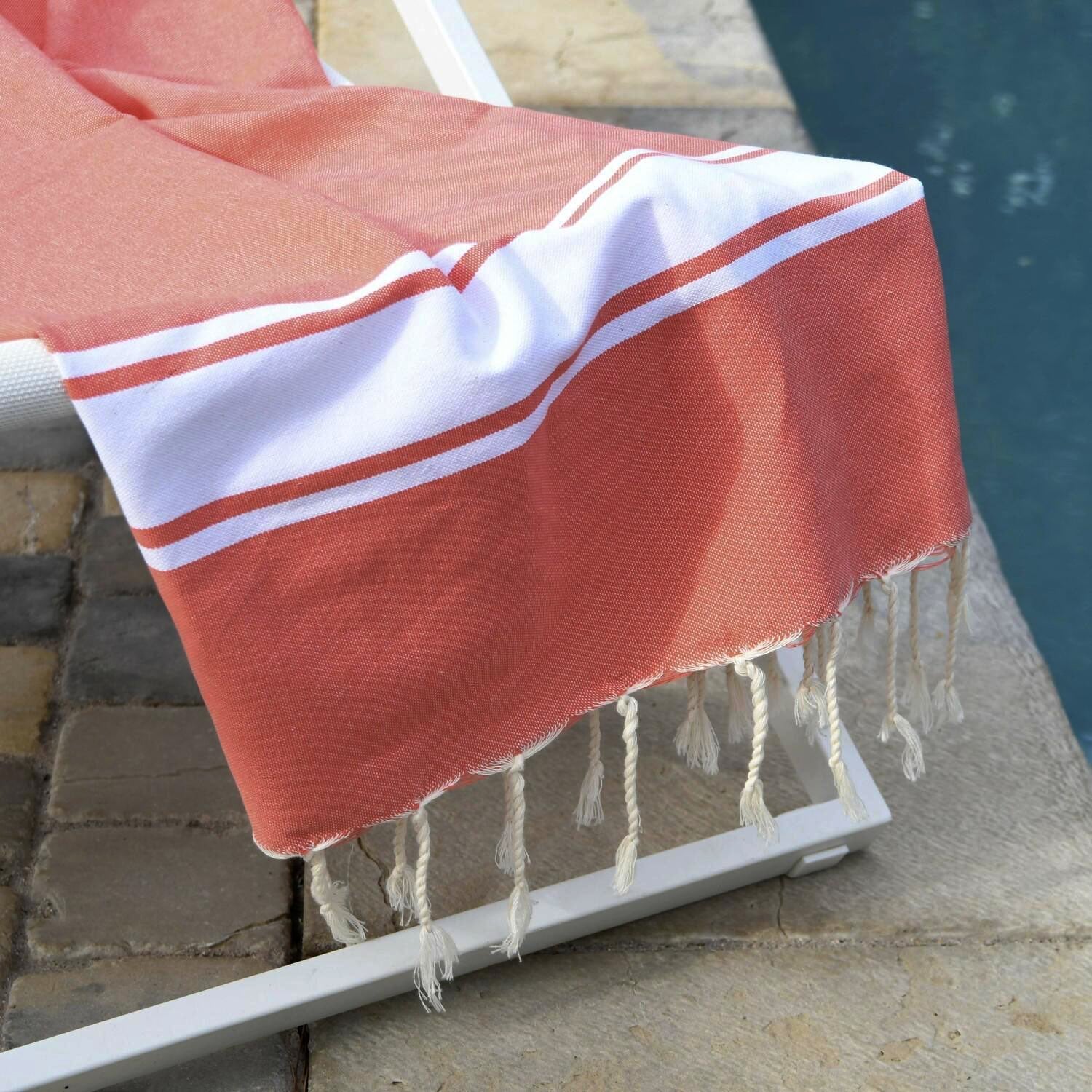 Fouta Xxl St Tropez - Naranja Coral - Algodón