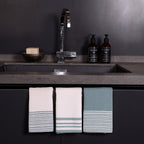 Set of 3 Cotton Tea Towels 45x70 - Mahdia - Petrol Blue