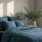 Gaia - Lot De 2 Taies D'Oreiller - Coton Bio & Lyocell - Bleu Orage