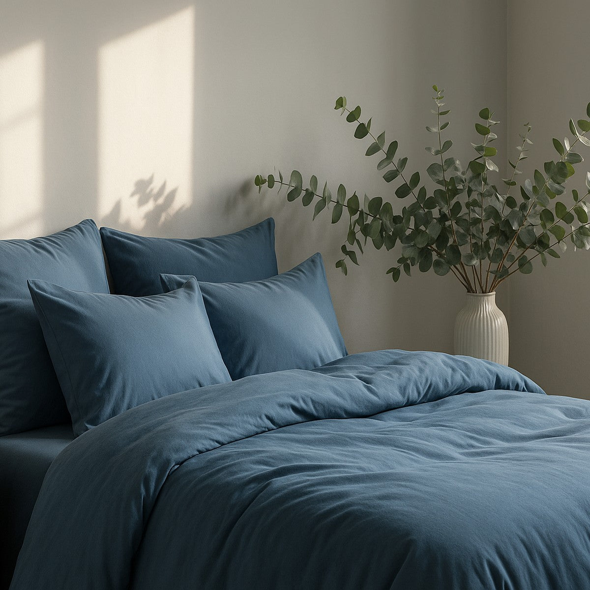 Gaia - Lot De 2 Taies D'Oreiller - Coton Bio & Lyocell - Bleu Orage