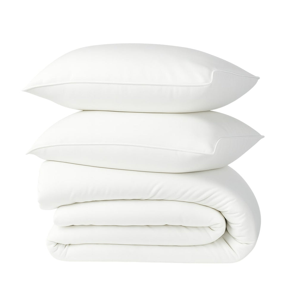 Gaia - Parure + Taies - Satin Lavé De Coton Bio - Blanc