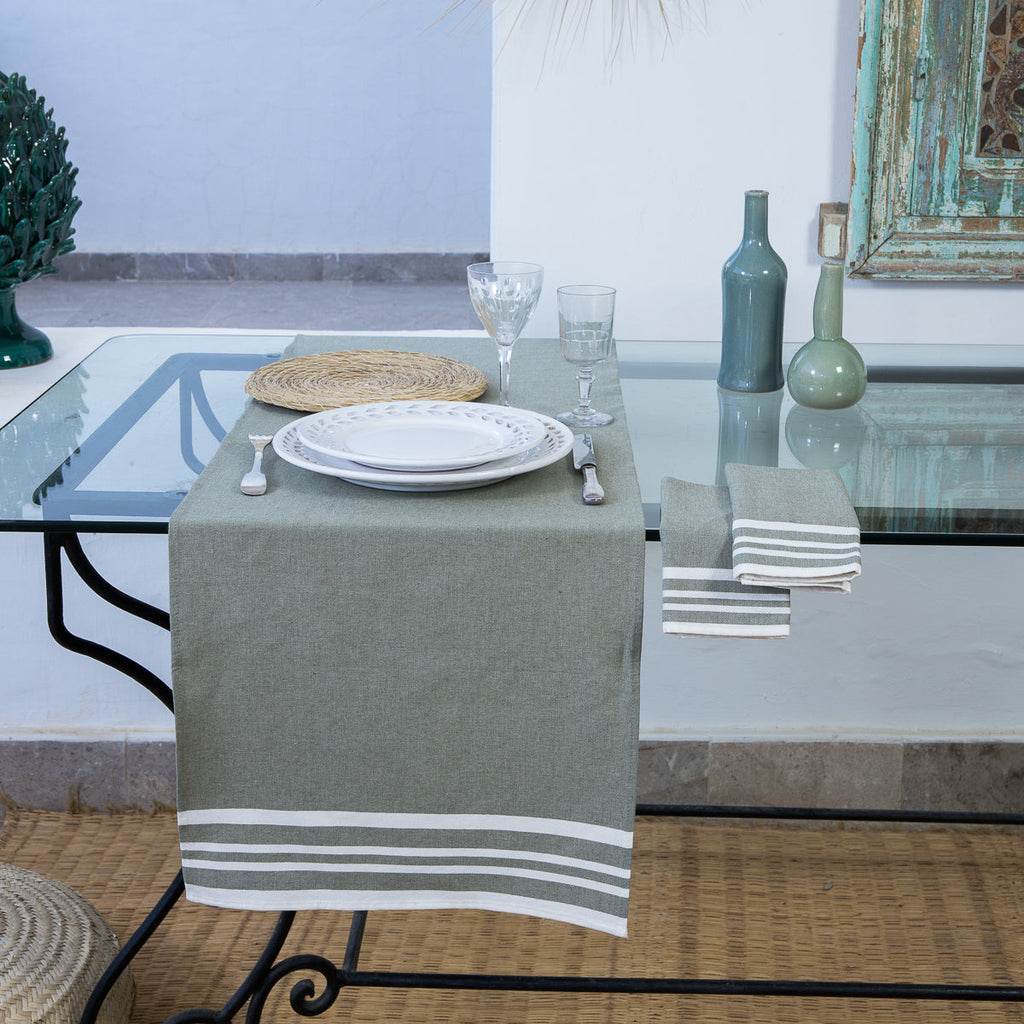 Cotton Table Runner 50x150 - Mahdia - Olive Green