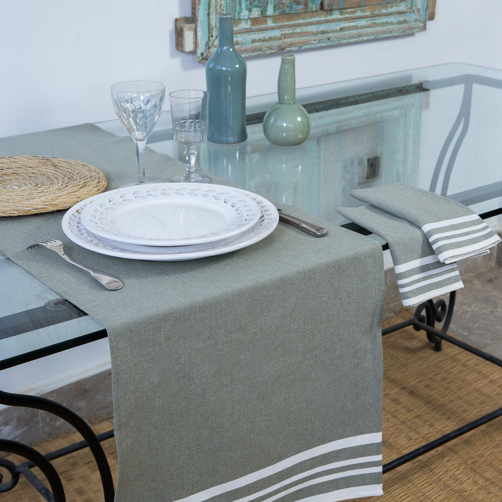 Cotton Table Runner 50x150 - Mahdia - Olive Green