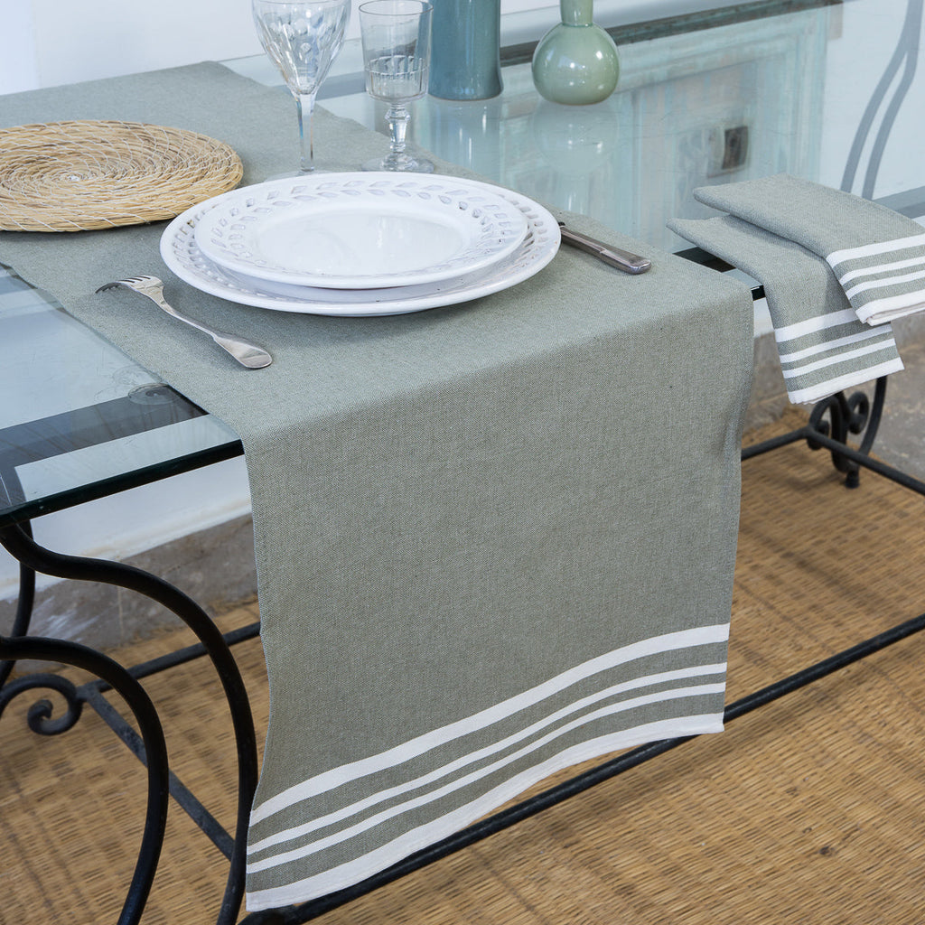 Cotton Table Runner 50x150 - Mahdia - Olive Green