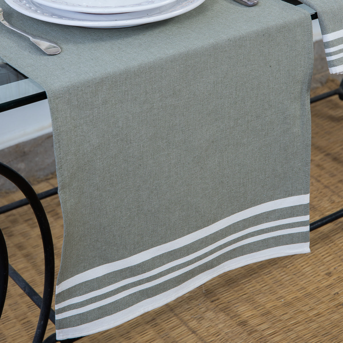 Cotton Table Runner 50x150 - Mahdia - Olive Green