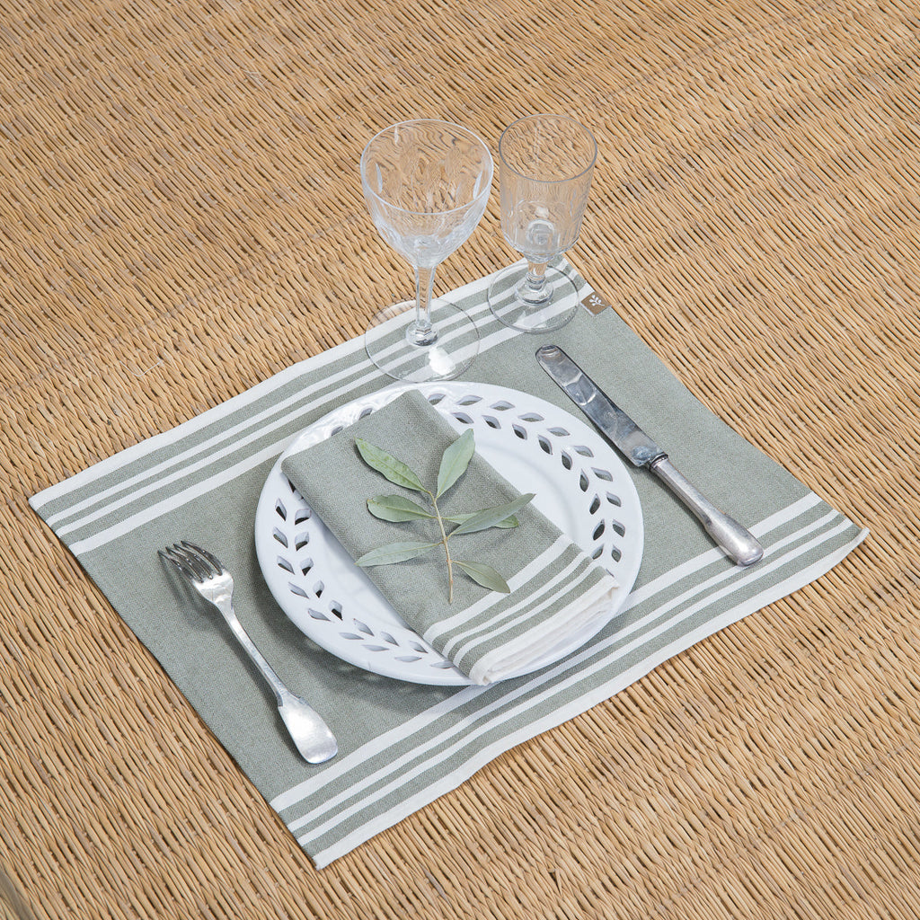 Placemat (X4) Mahdia - Olive Green - Cotton