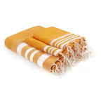 Foutas De Bain (1+2) Coton 100X200+2(40X60) Hamptons Jaune Safran / Blanc