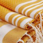 Foutas De Bain (1+2) Coton 100X200+2(40X60) Hamptons Jaune Safran / Blanc