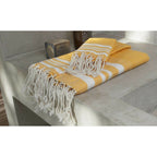 Foutas De Bain (1+2) Coton 100X200+2(40X60) Hamptons Jaune Safran / Blanc