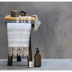 Bath towels (1+2) cotton 100x200+2(40x60) HAMPTONS medium gray / white