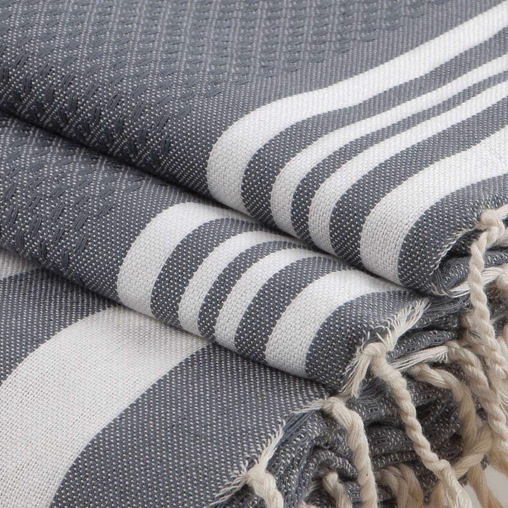 Bath towels (1+2) cotton 100x200+2(40x60) HAMPTONS medium gray / white