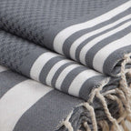 Bath towels (1+2) cotton 100x200+2(40x60) HAMPTONS medium gray / white