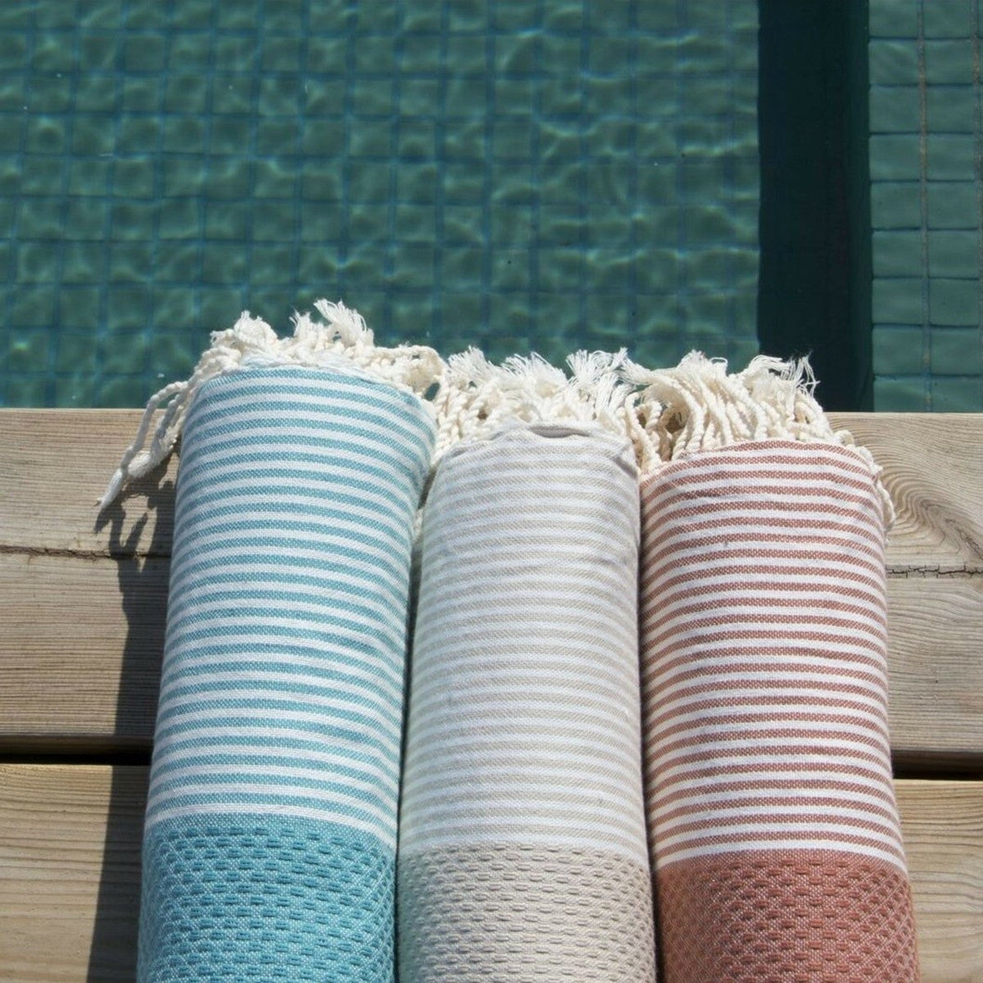 Honeycomb cotton fouta 100x200 IBIZA duck green