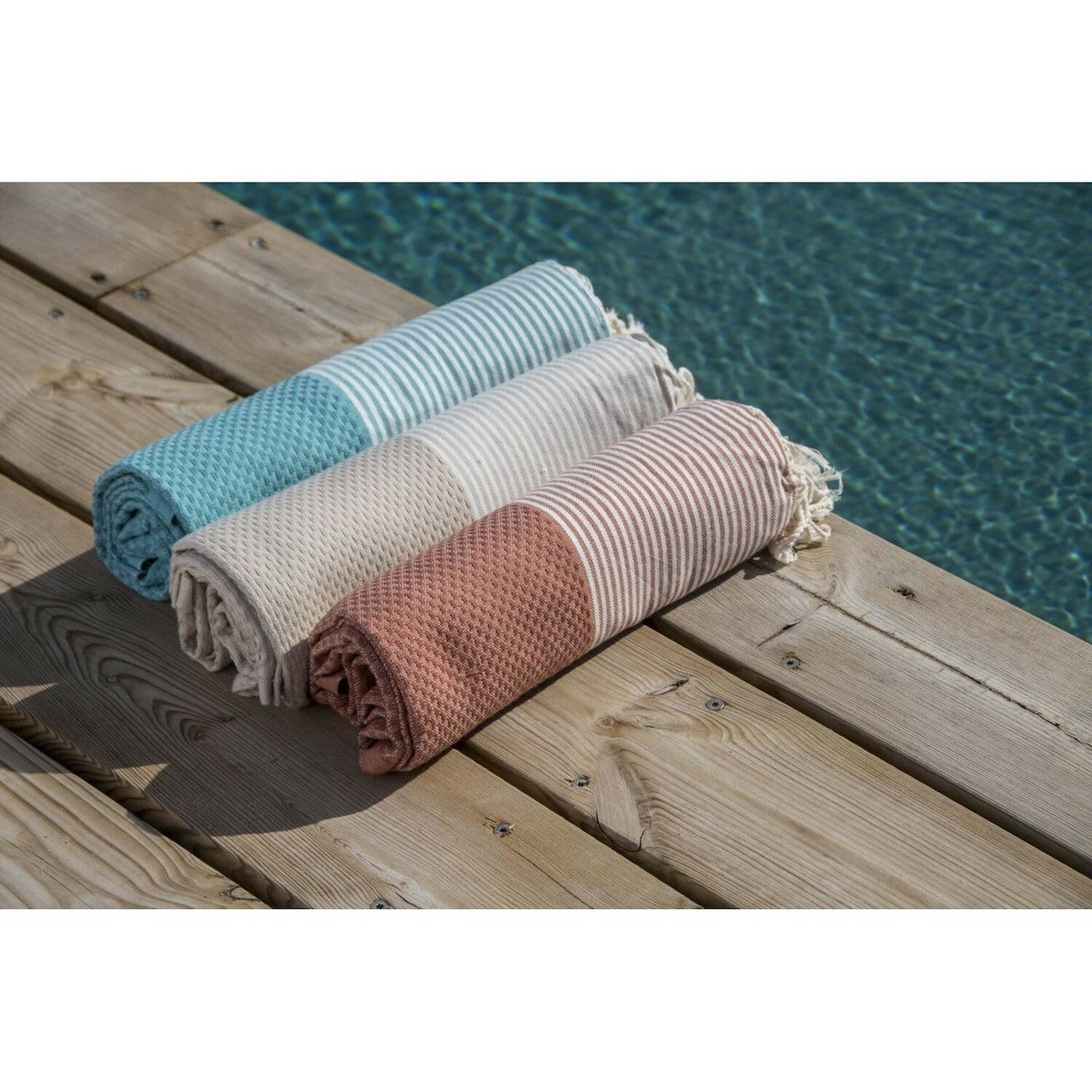 Honeycomb cotton fouta 100x200 IBIZA duck green