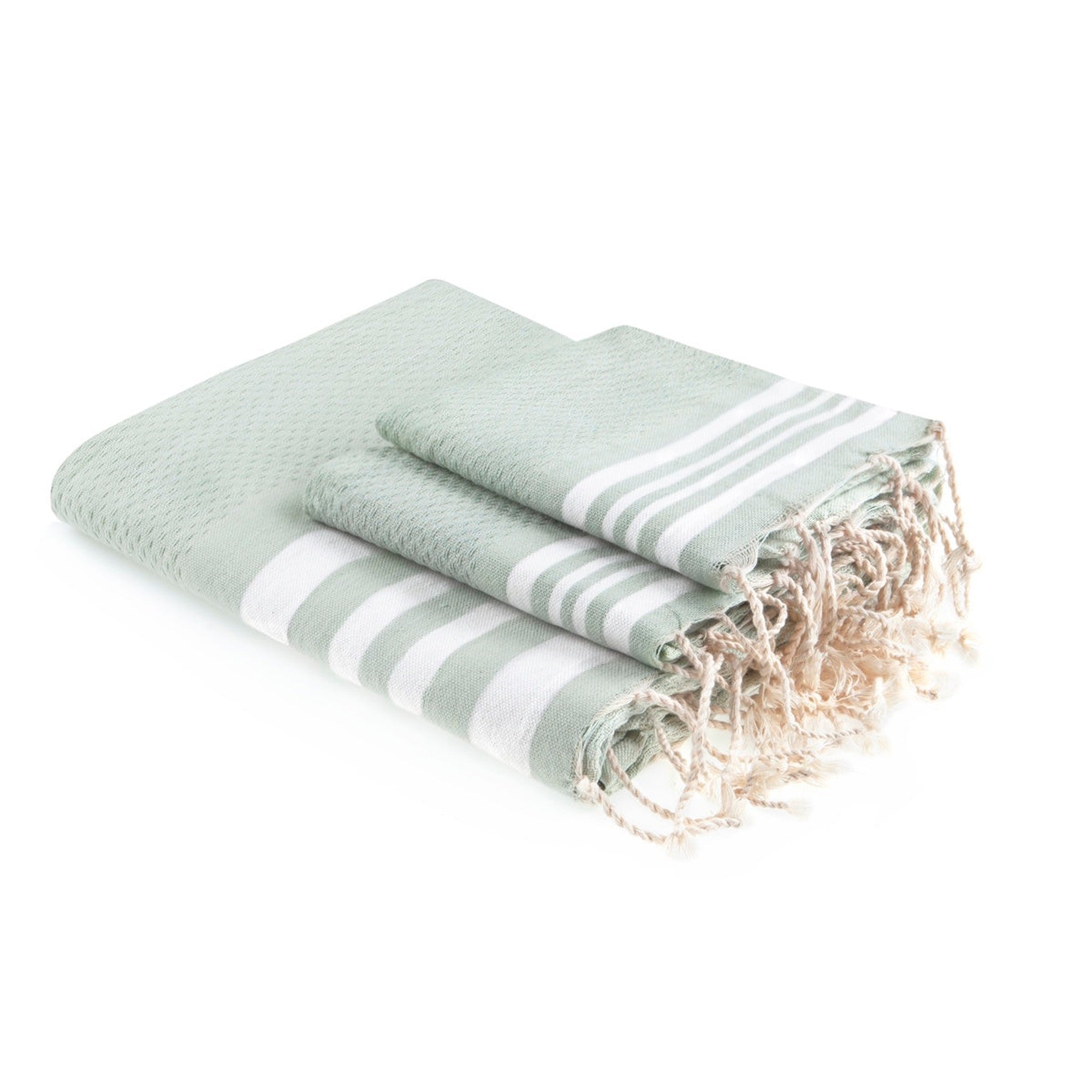 Bath towels (1+2) cotton 100x200+2(40x60) HAMPTONS water green / white