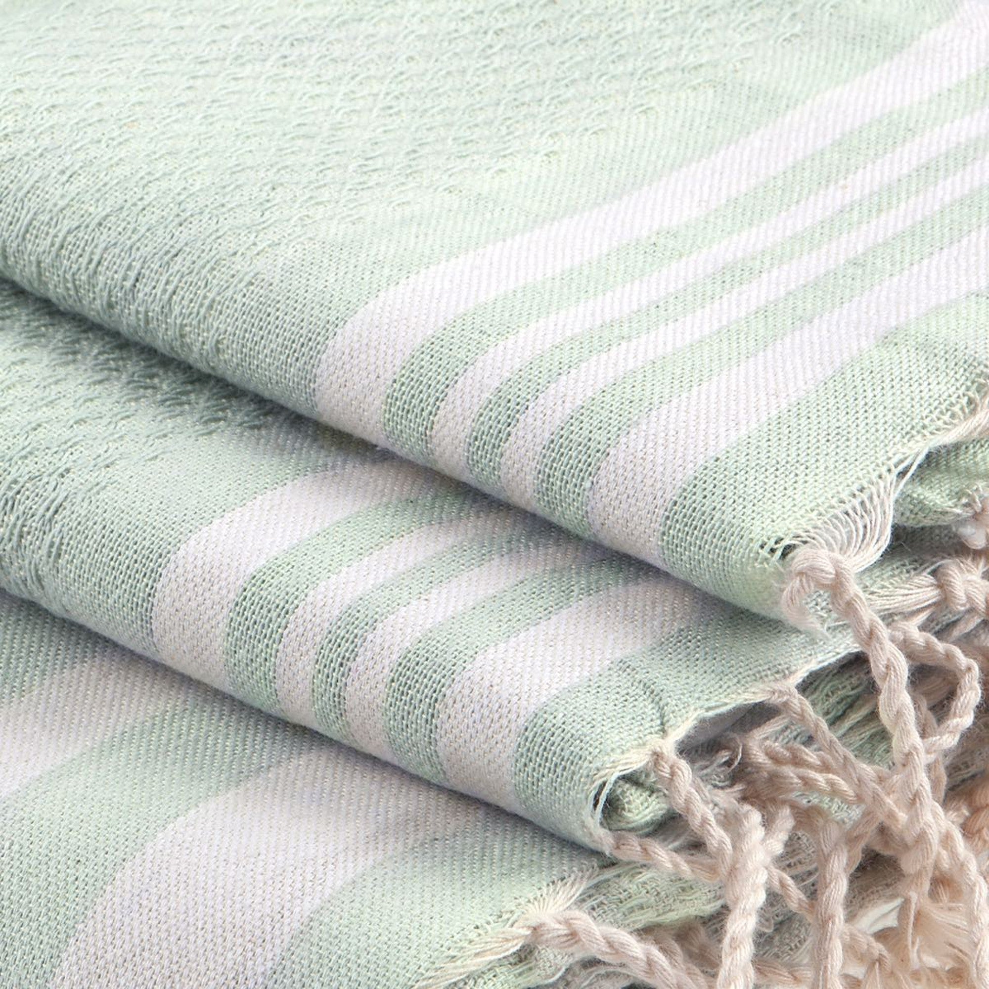 Bath towels (1+2) cotton 100x200+2(40x60) HAMPTONS water green / white