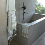 Bath towels (1+2) cotton 100x200+2(40x60) HAMPTONS water green / white