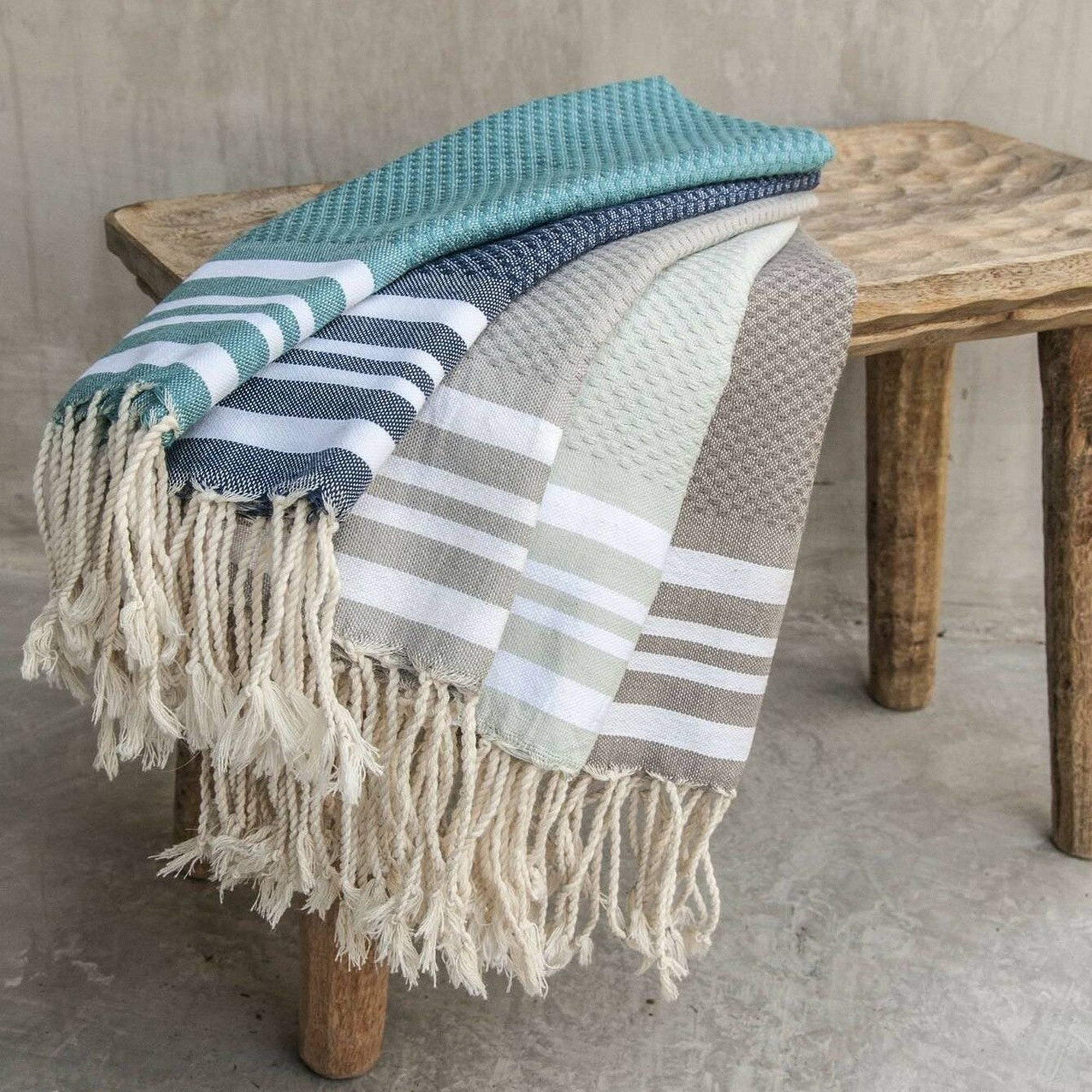 Bath towels (1+2) cotton 100x200+2(40x60) HAMPTONS water green / white