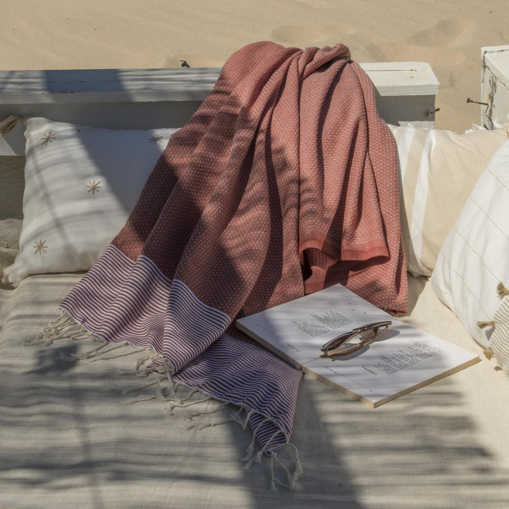 Honeycomb cotton fouta 100x200 IBIZA terracotta