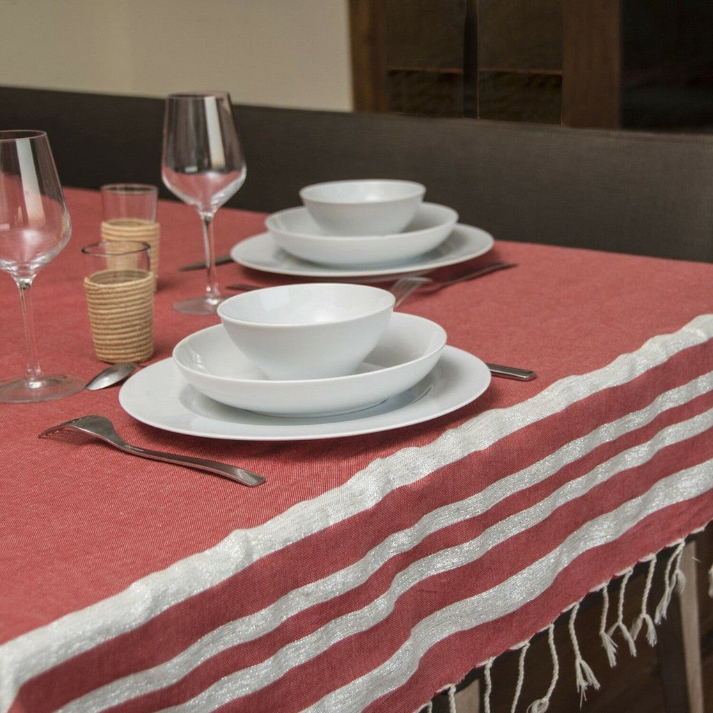 Mantel Hamptons de algodón y lúrex - Rojo