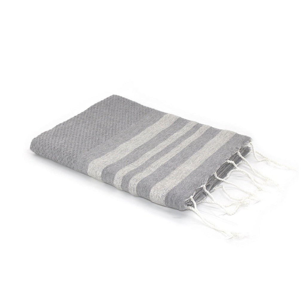 Honeycomb cotton fouta 100x200 HAMPTONS pearl gray / silver