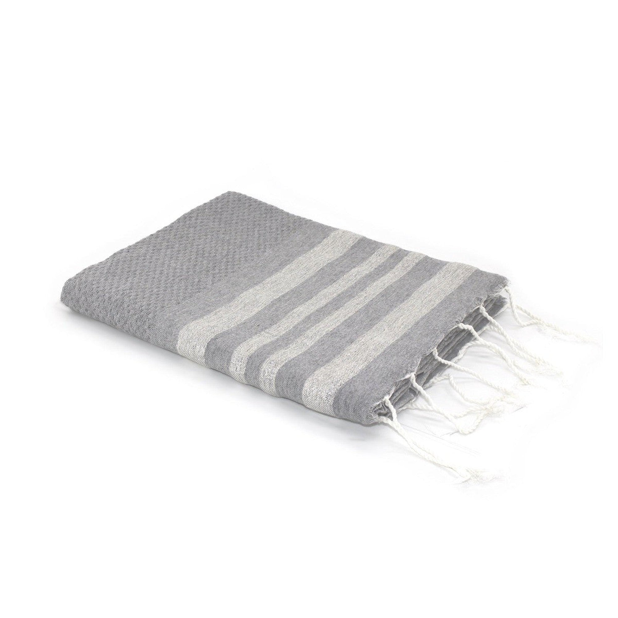 Honeycomb cotton fouta 100x200 HAMPTONS pearl gray / silver