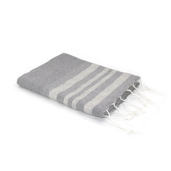 Hamptons - Fouta Nid D'Abeille - Gris Perle/Argent