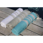 Honeycomb cotton fouta 100x200 HAMPTONS pearl gray / silver