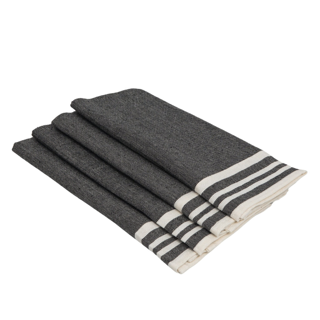 Set of 4 Cotton Napkins 45x45 - Mahdia - Black