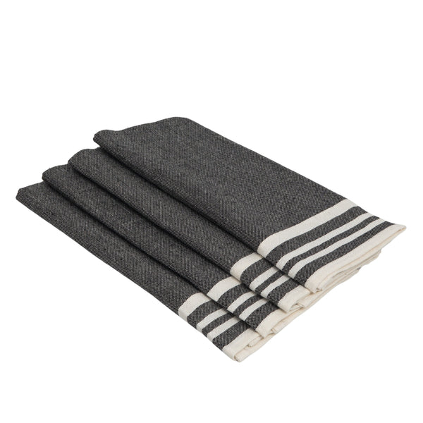 Mahdia - Lot De 4 Serviettes De Table - Noir
