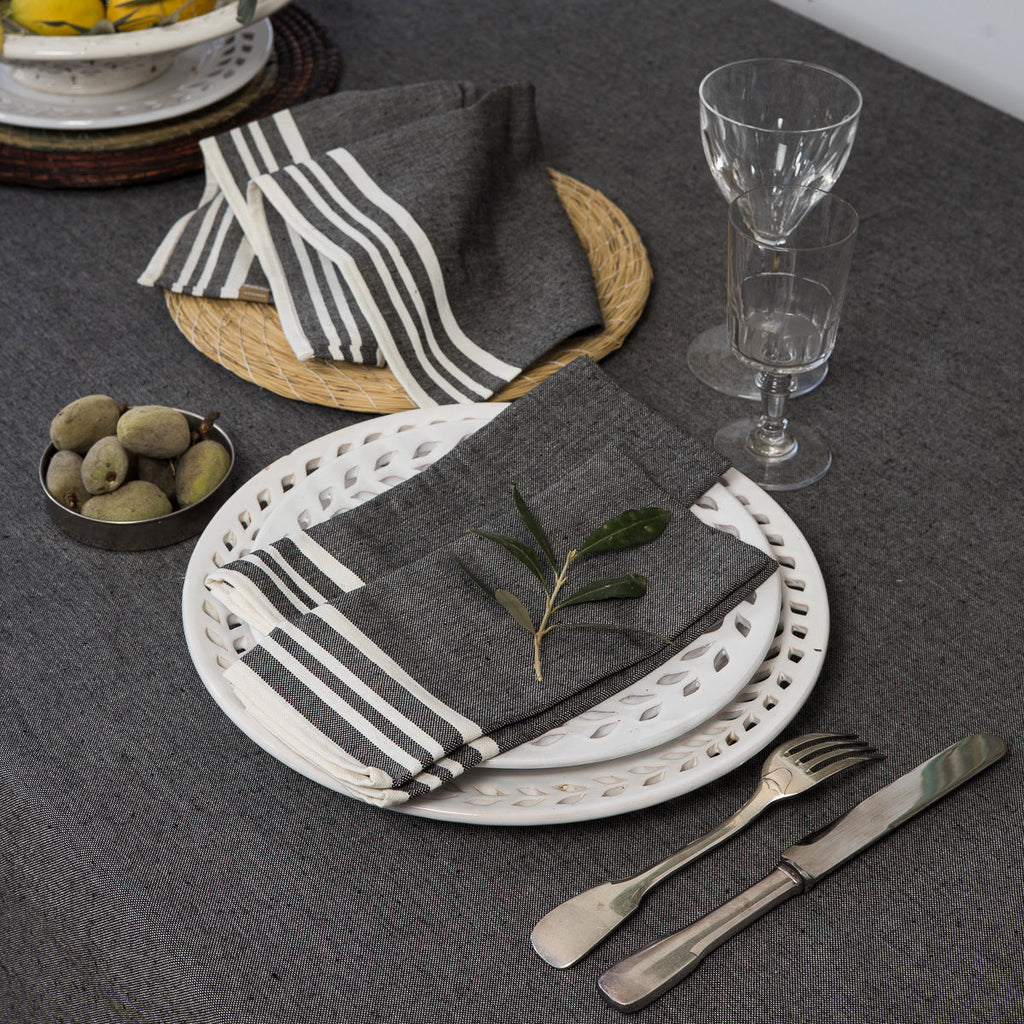 Set of 4 Cotton Napkins 45x45 - Mahdia - Black