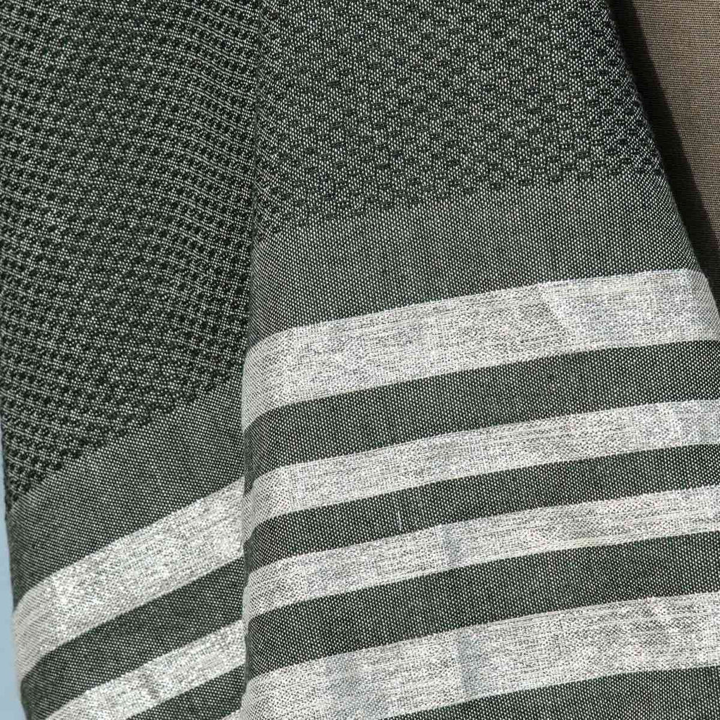 Honeycomb cotton fouta 100x200 HAMPTONS khaki green / silver