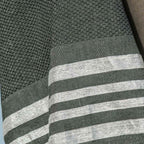 Honeycomb cotton fouta 100x200 HAMPTONS khaki green / silver