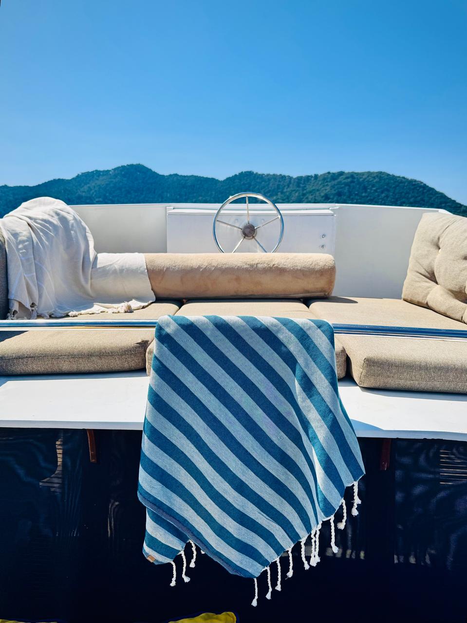 Jacquard Cotton Fouta 100x200 - Capri - Petrol Blue