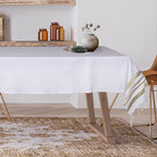 Mantel de algodón 150x250 HAMPTONS blanco / dorado