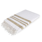 Mantel de algodón 150x250 HAMPTONS blanco / dorado