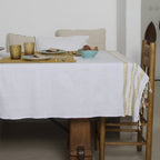 Mantel de algodón 150x250 HAMPTONS blanco / dorado
