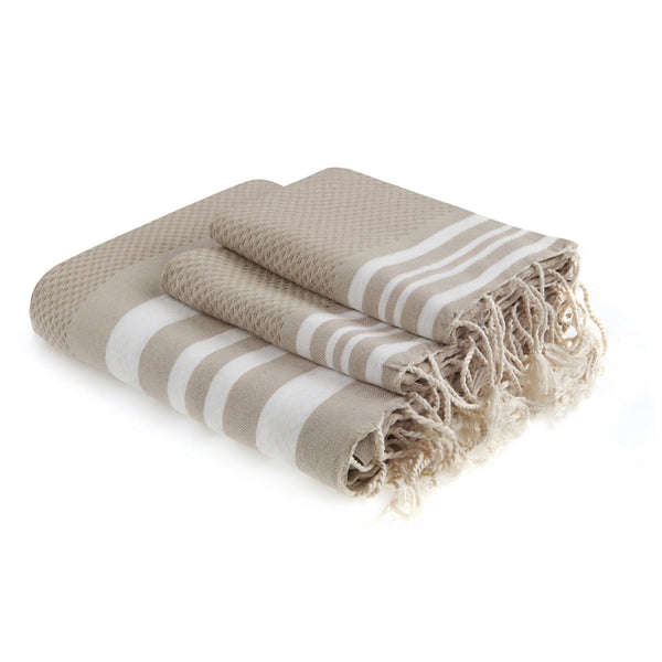 Juego de baño Hamptons - Beige / Blanco