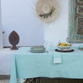Tablecloth &amp; 8 Cotton Napkins 180X350 - Mahdia - Aqua Green