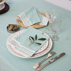 Tablecloth &amp; 8 Cotton Napkins 180X350 - Mahdia - Aqua Green