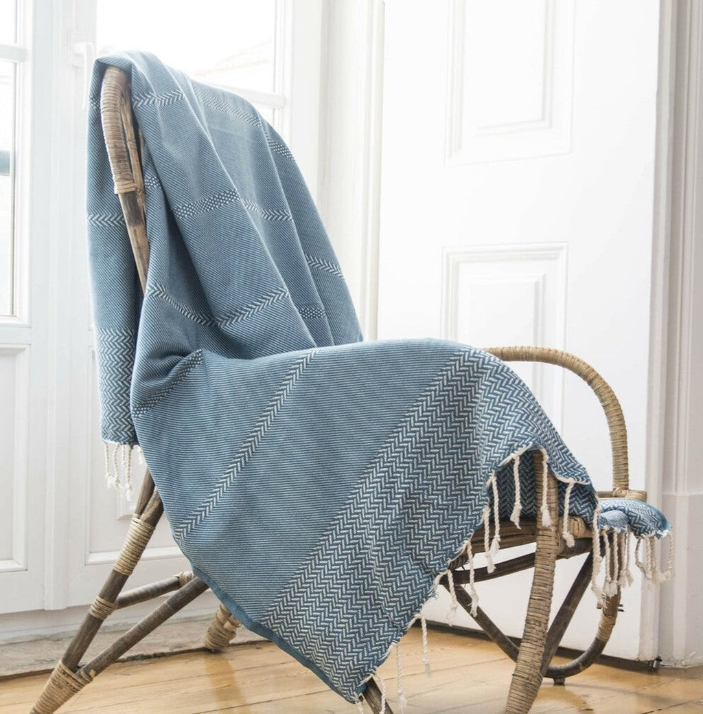 Oslo - Plaid - Coton - Bleu Pétrole