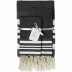 Bath towels (1+2) cotton 100x200+2(40x60) HAMPTONS black / white