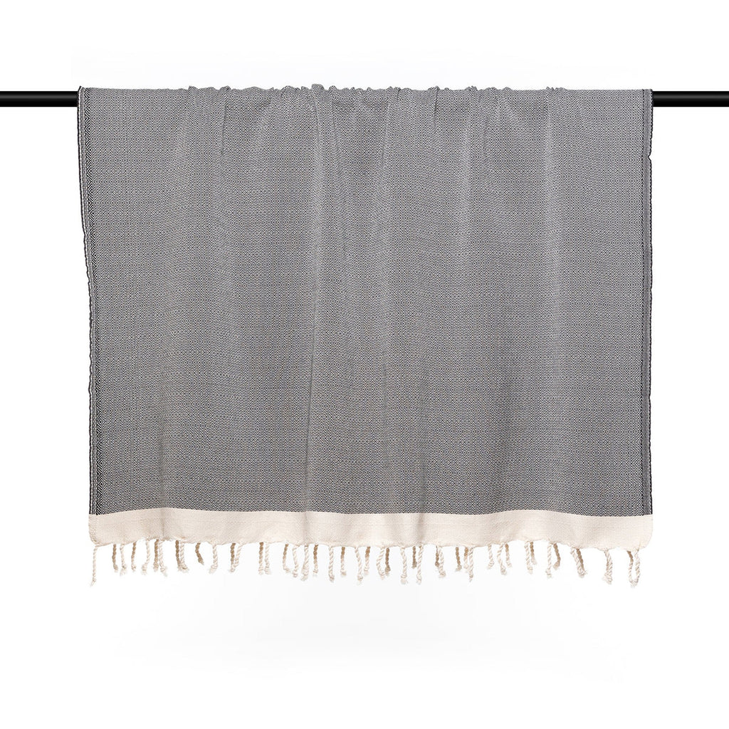 Courchevel - Throw - Cotton - Black/Ecru