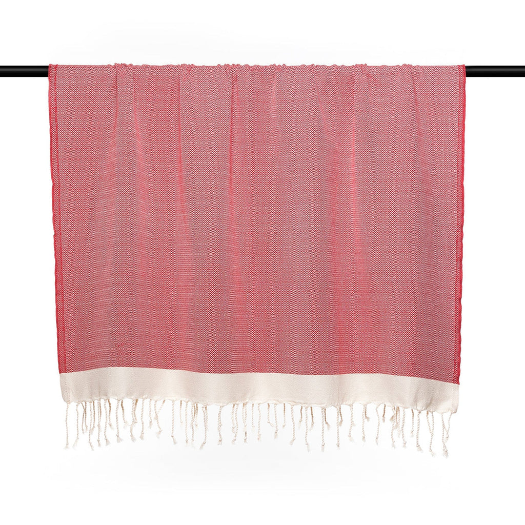 Courchevel - Throw - Cotton - Red/Ecru