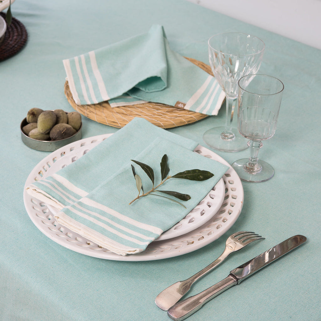Set of 4 Cotton Napkins 45x45 - Mahdia - Light Green