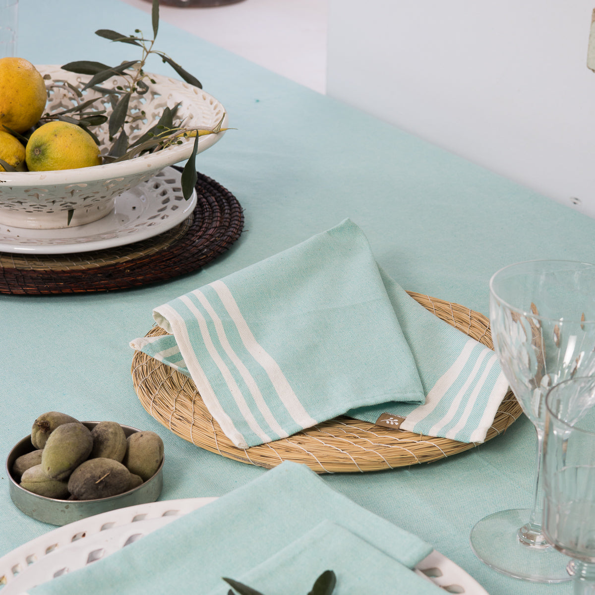 Set of 4 Cotton Napkins 45x45 - Mahdia - Light Green
