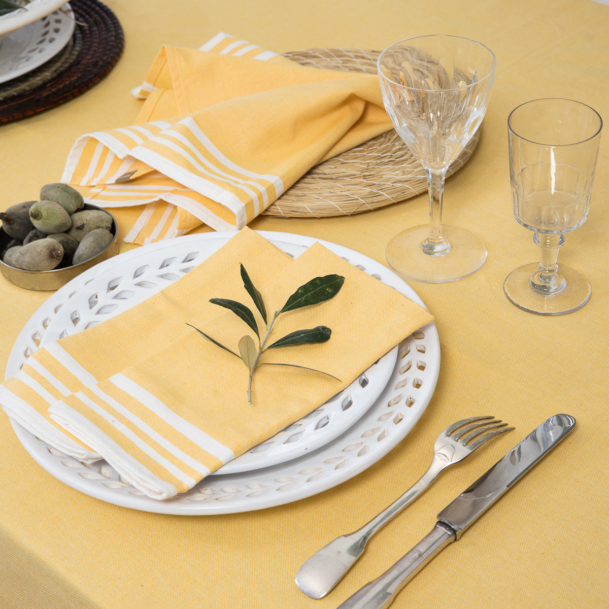 Set of 4 Cotton Napkins 45x45 - Mahdia - Mustard Yellow