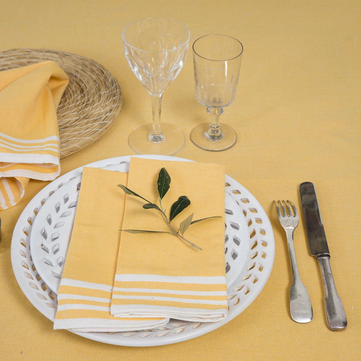 Set of 4 Cotton Napkins 45x45 - Mahdia - Mustard Yellow
