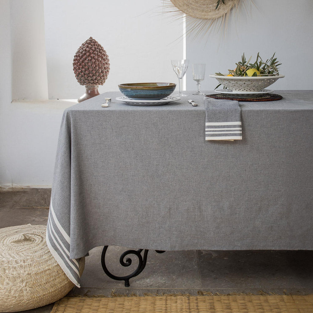 Mahdia - Juego De Mesa - Algodón - Gris Medio
