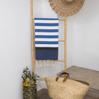 Fouta Arcachon Tricolor - Azul Griego / Azul / Negro - Algodón